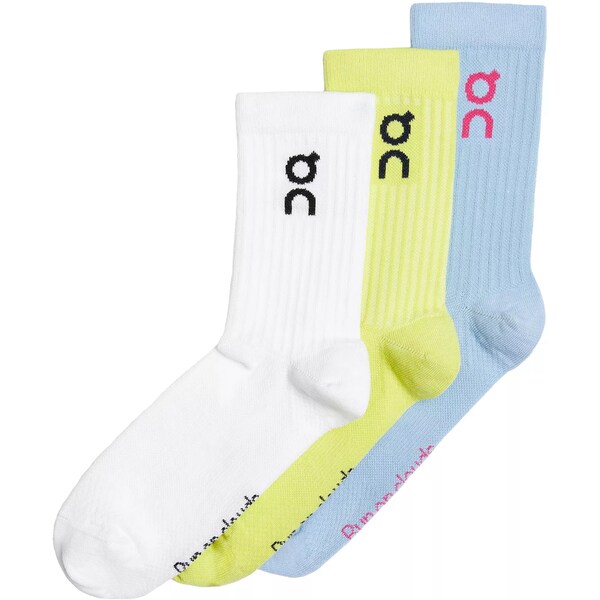 I Y C A_[EFA On Unisex Logo Crew Socks - 3 Pack White/Zest