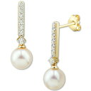 zm fB[X sAXCO ANZT[ Cultured Freshwater Pearl (6mm) & Diamond (1/5 ct. t.w.) Drop Earrings in 14k Yellow Gold (Also in White Gold) Yellow Gold