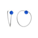 Wj xj[j fB[X sAXCO ANZT[ Crystal (0.46 ct.t.w) Pull Through Hoop Earrings Blue