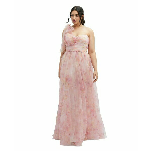 楽天astyドレッシーコレクション レディース ワンピース トップス Floral Scarf Tie One-Shoulder Tulle Dress with Long Full Skirt Rose garden