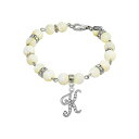 2028 fB[X uXbgEoOEANbg ANZT[ Silver Tone Cultured Mother of Pearl Crystal Initial Clasp Bracelet White-K