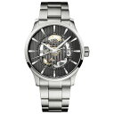 ~h Y rv ANZT[ Men's Swiss Automatic Multifort Skeleton Vertigo Stainless Steel Bracelet Watch 42mm Anthracite