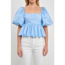 イングリッシュファクトリー レディース カットソー トップス Women's Scalloped Detail Top Powder blue