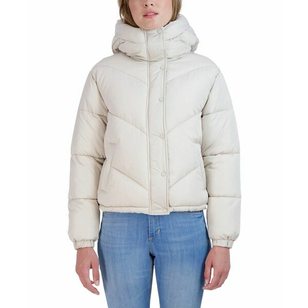 セビー レディース ジャケット＆ブルゾン アウター Juniors' Women ' Short Hooded Puffer Jacket Beige