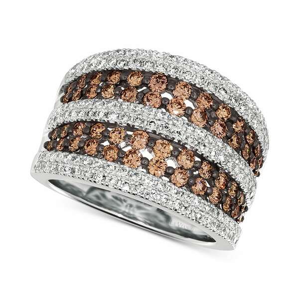  ǥ  ꡼ Chocolate Diamond (1 ct. t.w.) & Nude Diamond (3/4 ct. t.w.) Multirow Statement Ring in 14k White Gold 14K Vanilla Gold Ring