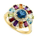 エフィー コレクション レディース リング アクセサリー EFFY&reg; Multi-Gemstone (2-3/4 ct. t.w.) & Diamond (1/3 ct. t.w.) Sunburst Halo Statement Ring in 14k Gold Yellow Gold