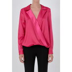 エンドレスローズ レディース カットソー トップス Women's Wrapped Satin Blouse Magenta