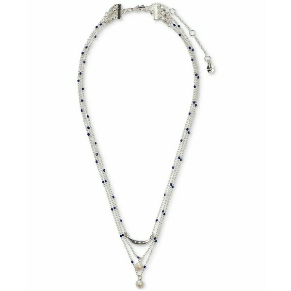 ラッキーブランド レディース ネックレス・チョーカー・ペンダントトップ アクセサリー Silver-Tone Imitation Pearl Convertible Layered Pendant Necklace, 15-1/2