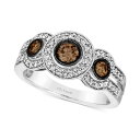 @ fB[X O ANZT[ Chocolate Diamond & Nude Diamond Abstract Three Stone Halo Ring (5/8 ct. t.w.) in 14k White Gold 14K Vanilla Gold Ring