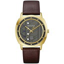 uo Y rv ANZT[ Men's Frank Lloyd Wright Hollyhock House Brown Leather Strap Watch 39mm Brown