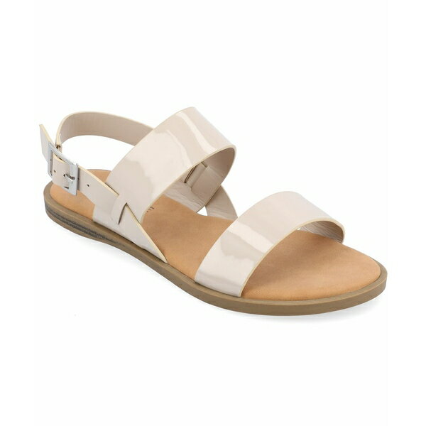 ジャーニーコレクション レディース サンダル シューズ Women's Lavine Double Strap Flat Sandals Beige- Faux Leather- Polyurethane