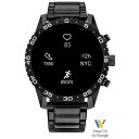 V`Y Y rv ANZT[ Unisex CZ Smart Wear OS Black-Tone Stainless Steel Bracelet Smart Watch 45mm Gray