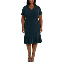 h^CX fB[X s[X gbvX Plus Size V-Neck Short-Sleeve Twist-Detail Dress Green