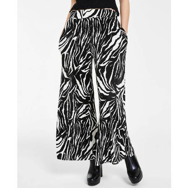 バースリー レディース カジュアルパンツ ボトムス Women 039 s Printed Pliss eacute Wide-Leg Pants, Created for Macy 039 s Chelsea Zebra A