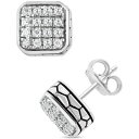 GtB[ RNV fB[X sAXCO ANZT[ EFFY&reg; Men's White Sapphire Square Cluster Stud Earrings (5/8 ct. t.w.) in Sterling Silver Sterling Silver