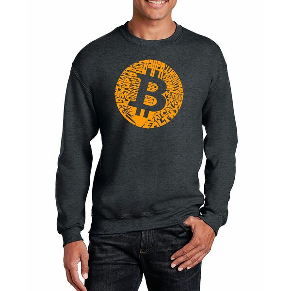 エルエーポップアート メンズ パーカー スウェットシャツ アウター Men 039 s Bitcoin Word Art Crew Sweatshirt Gray