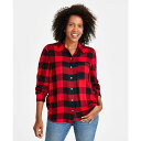 スタイルアンドコー メンズ カットソー トップス Petite Plaid Printed Perfect Shirt, Created for Macy's Buffalo Red