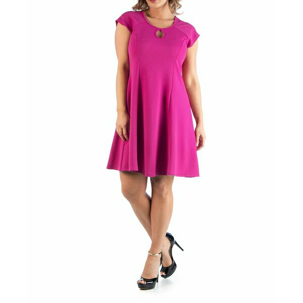 24セブンコンフォート レディース ワンピース トップス Plus Size Keyhole Neck Dress Pink