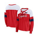 ファナティクス レディース カットソー トップス Women's Red Washington Capitals Take the Shot Long Sleeve Lace-Up V-Neck T-Shirt Red(4)