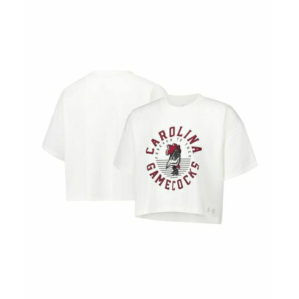 アンダーアーマー レディース カットソー トップス Women's Cream South Carolina Gamecocks Iconic Heavyweight Soft Boxy Cropped T-Shirt Cream