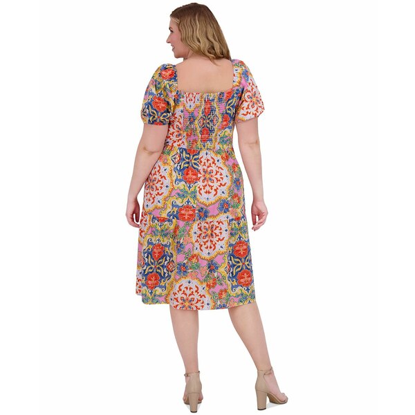 ヴィンスカムート レディース ワンピース トップス Plus Size Floral-Print Square-Neck Dress Mul