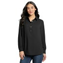 ジョーンズニューヨーク レディース カットソー トップス Long Sleeve Shirttail Side Button Popover Tunic Jones Black