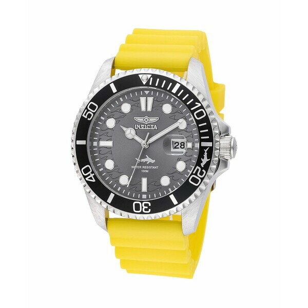 インビクタ メンズ 腕時計 アクセサリー Men's 47163 Pro Diver Quartz 3 Hand Charcoal Dial Watch Yellow