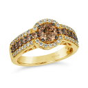 ルヴァン レディース リング アクセサリー Chocolate Diamond & Nude Diamond Halo Triple Row Ring (1-3...