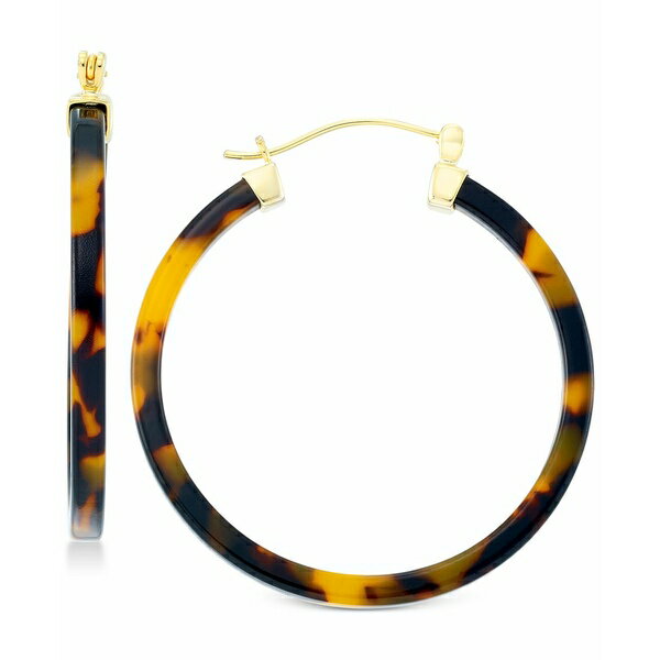 シモン アイ スミス? レディース ピアス＆イヤリング アクセサリー Tortoiseshell-Look Lucite Hoop Earrings in 18k Gold over Sterling Silver Gold over Silver