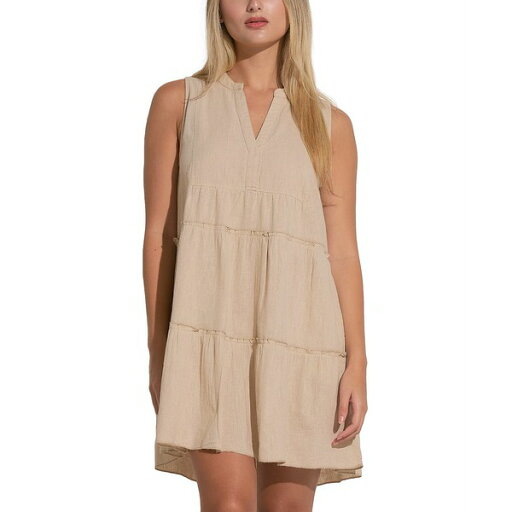 エラン レディース ワンピース トップス Women's V-Neck Sleevelsss Tiered A-Line Dress Sand エラン レディース ワンピース トップス Women's V-Neck Sleevelsss Tiered A-Line Dress Sand