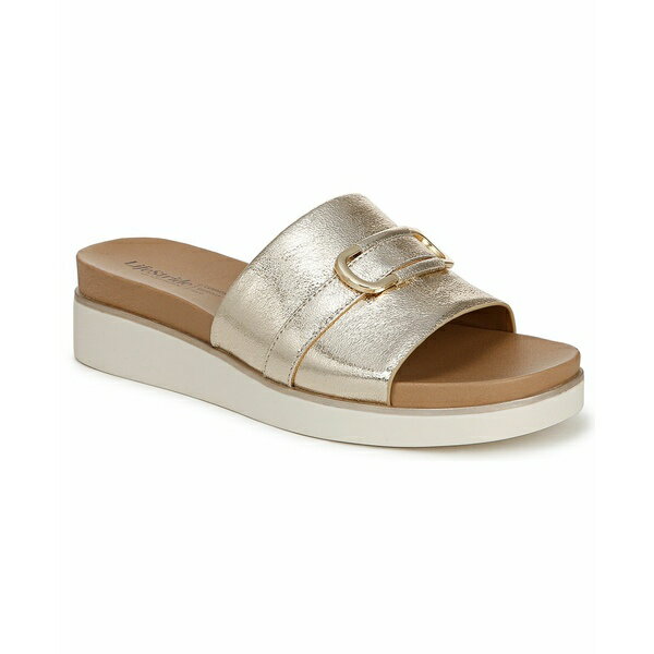 ライフストライド レディース サンダル シューズ Women's Genevieve Square Open Toe Slide Platform Sandals Platino Gold Faux Leather