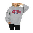ゲームデイ レディース カットソー トップス Women's Ash Buffalo Bills Rhinestone Drop Shoulder Oversized Fleece Pullover Sweatshirt Ash