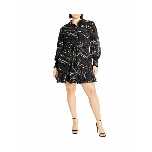 シティーシック レディース ワンピース トップス Plus Size Sheer Lover Print Dress Marble