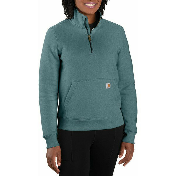 J[n[g fB[X p[J[EXEFbgVc AE^[ Carhartt Women's Relaxed Fit Midweight 1/4 Zip Sweatshirt Sea Pine Heather