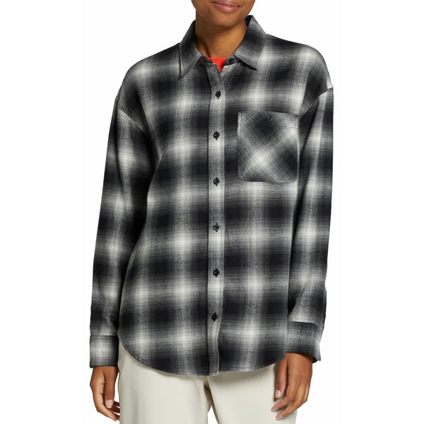 ApCfUC fB[X Vc gbvX Alpine Design Women's Journey Oversized Flannel Pure Black Hickory Plaid