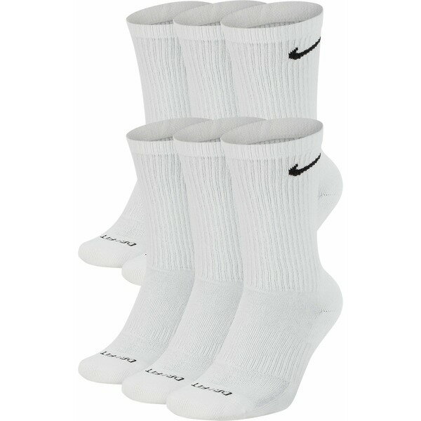 ナイキ メンズ 靴下 アンダーウェア Nike Dri-FIT Everyday Plus Cushioned Training Crew Socks - 6 Pack White