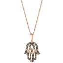 ルヴァン レディース ネックレス・チョーカー・ペンダントトップ アクセサリー Chocolate Diamond & Nude Diamond Hamsa Hand Adjustable 20