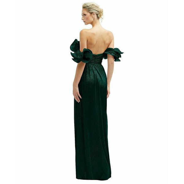 アフターシックス レディース ワンピース トップス Plus Size Dramatic Ruffle Edge Convertible Strap Metallic Pleated Maxi Dress Metallic evergreen