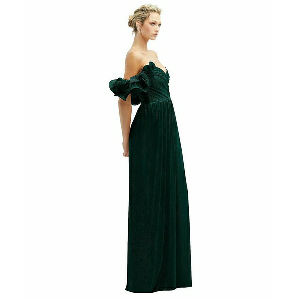 アフターシックス レディース ワンピース トップス Plus Size Dramatic Ruffle Edge Convertible Strap Metallic Pleated Maxi Dress Metallic evergreen