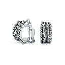 ブリング レディース ピアス&イヤリング アクセサリー Twisted Cable Chain Weave Wide Half Hoop Clip Earrin...