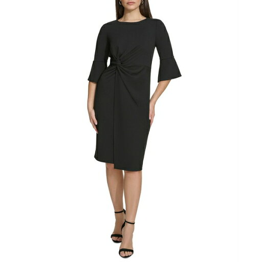 ケンジー レディース ワンピース トップス Women's Bell-Sleeve Twist Sheath Dress Black ケンジー レディース ワンピース トップス Women's Bell-Sleeve Twist Sheath Dress Black