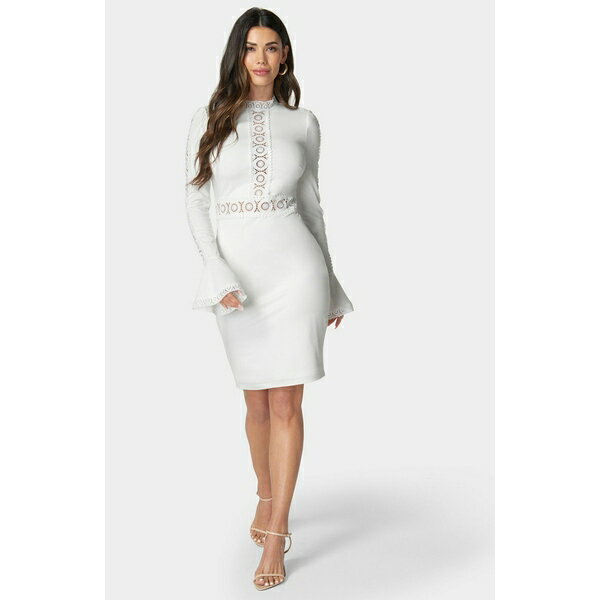 ベベ レディース ワンピース トップス Women's High Neck Lace Midi Dress Ivory