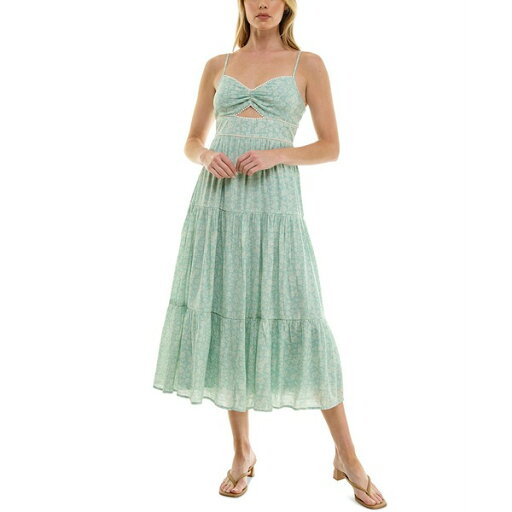 トリッキ レディース ワンピース トップス Juniors' Floral-Print Keyhole Tiered Midi Dress Olive Floral トリッキ レディース ワンピース トップス Juniors' Floral-Print Keyhole Tiered Midi Dress Olive Floral
