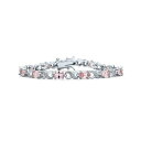 ブリング レディース ブレスレット・バングル・アンクレット アクセサリー 9CT Royal Blue Red Rose Green Pink Cubic Zirconia Clear Oval CZ Symbol Infinity Milgrain Tennis Bracelet Light pink(4)