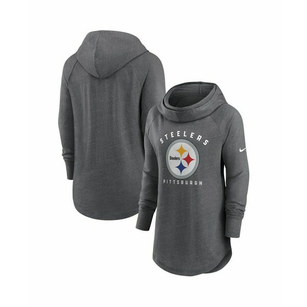 ナイキ レディース カットソー トップス Women's Heather Charcoal Pittsburgh Steelers Raglan Funnel..