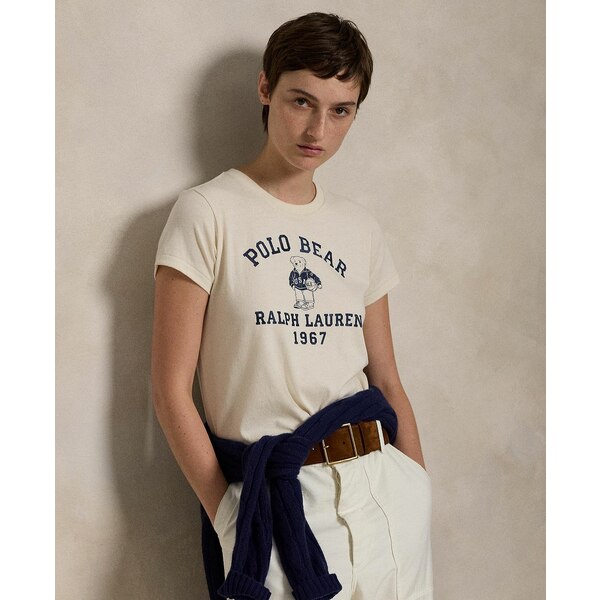 ラルフローレン レディース カットソー トップス Women's Polo Bear Cotton Jersey Tee Deckwash White
