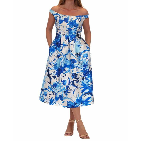 ドナリッコ レディース ワンピース トップス Women's Floral-Print Midi Dress Blue Multi