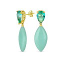 ブリング レディース ピアス&イヤリング アクセサリー Geometric Rhombus Teardrop CZ Dangling Earrings Gold Plated Green amazonite(4)