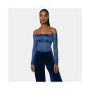 ベベ レディース カットソー トップス Women's Off Shoulder Satin Corset Galactic cobalt(4)