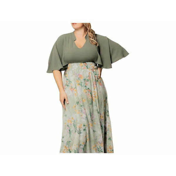 キヨナ レディース ワンピース トップス Plus Size Avisa Flowy A Line Evening Gown Light/pastel Green 335